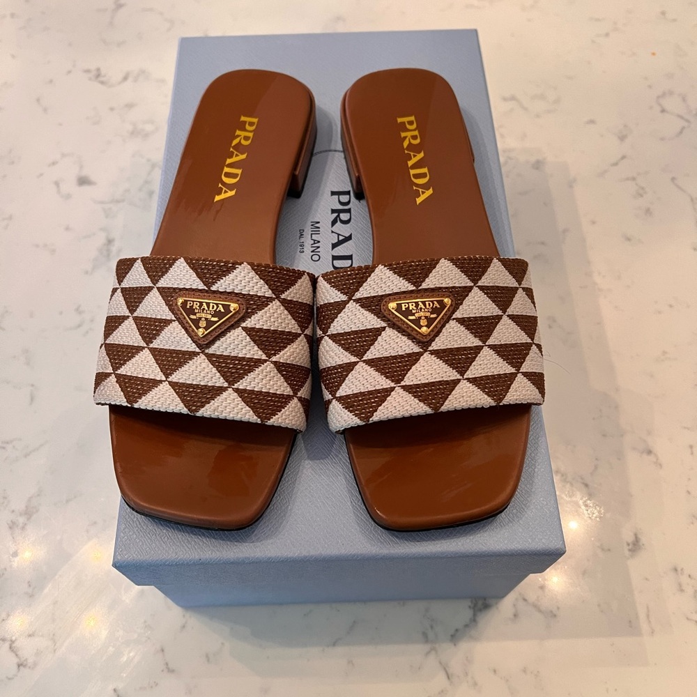 Prada Embroidered Fabric Slide